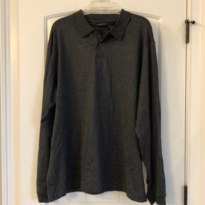 Croft &‎ Barrow Shirt Men's Size XL Dark Grey Long Sleeve Polo Top